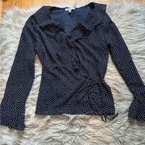 Lucy Paris Navy and White Polka Dot Top